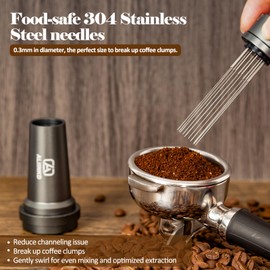 ALIINKD Coffee Distributor WDT Tool Coffee Distribution, 10pcs 304 Stainless 0.3mm Needles Espresso Coffee Stirrer, Chess Shape Full Aluminum Shell