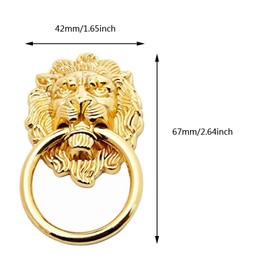 6Pcs Lion Head Handles Pulls Cabinet Knobs Antique Bronze for Door Drawer Dresser Kitchen Cupboard Furniture (Gold)