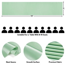 Sage Green Table Runner 12x108 Inches Long, Satin Silk-Like Smooth Table Decor for Wedding Prom Event Party, 4 Pack