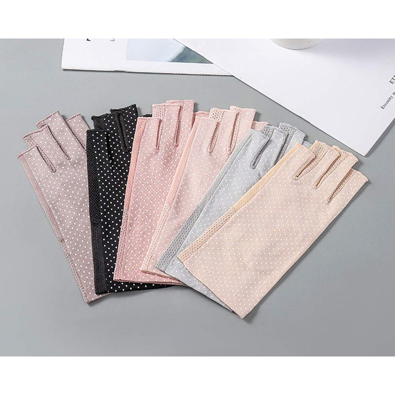Euyqs Fingerless Gloves, Women's Gloves, Summer, Sunscreen, Smartphone Compatible, Cotton,