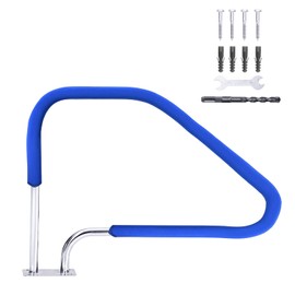 Swimming Pool Handrails 49.5X 34inch Pool Railings for Inground Pools, 304 Stainless Steel Load Capacity 385 LBS, Non-Slip Pool Handrail with Blue Anti-Slip Cover and Install Fittings