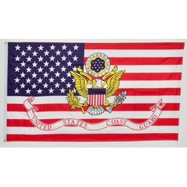 Moon Knives U.S Coast Guard Epluribus Unum Flag Super Polyester Nylon Flag 3x5 3x5 - Party Decorations Supplies For Parades - Prime Outside, Garden, Men Cave Decor Flag