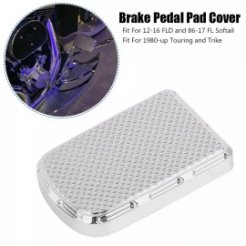 Unbranded Motorcycle Chrome Brake Large Pedal Pad Cover Fit For Harley Touring Softail FLD
