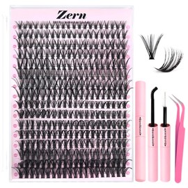 ZernKit De Extensión De Pestañas, Extensión Pestañas, Racimos Pestañas Todo En 1 con 280Pestañas Individuales, Mezcla 30D 40D con Unión Y Sellado Pestañas Sujeción Fuerte, Pinzas Pestañas En Racimo
