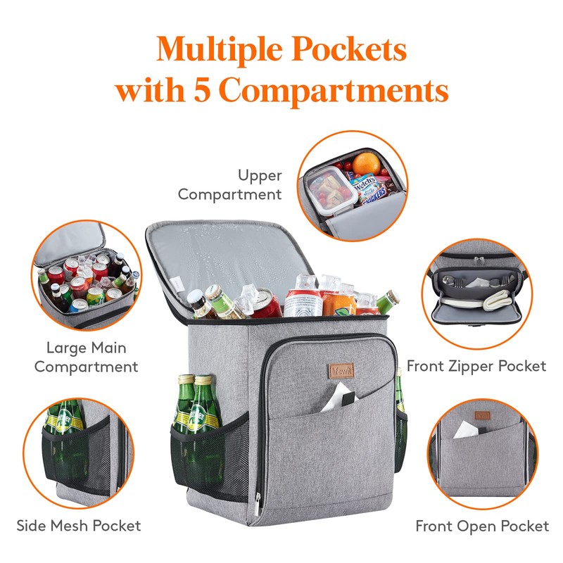Lifewit Insulated Soft Cooler Bag Cooler Backpack, 26L 34-Can Leakproof