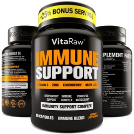 𝗩𝗘𝗚𝗔𝗡 Immune Support Vitamins - Elderberry with Zinc, Vitamin C, and Garlic for Adults - Sambucus Black Elderberry Capsules & Echinacea Immunity Renewal Complex - Powerful 10 in 1 Immune Defense