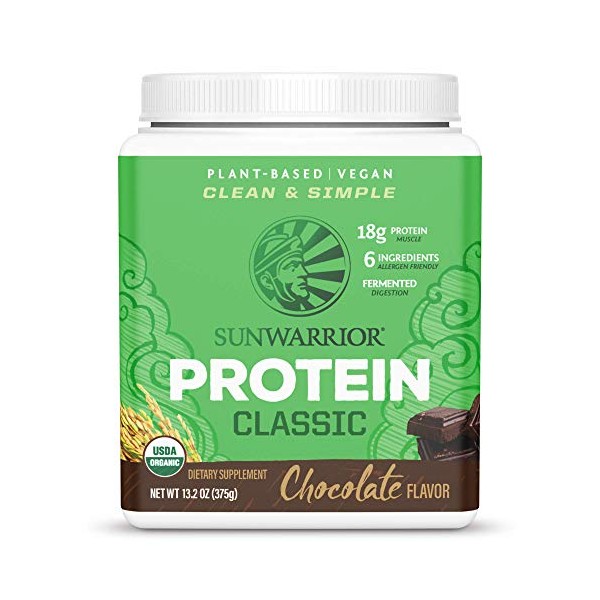 SUNWARRIOR Organic Classic Chocolate Protein, 375 GR