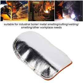 Joyzan Hand Heat Shield, Aluminized Back Welding Pad Split Cowhide Leather Gloves High Temperature Deflector Fireproof Guard Industrial Boiler Cutting Welder Furnace Smelting Camping Soldering