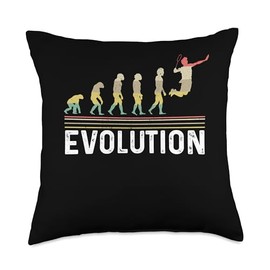 Evolution Graphic Badminton Player Shuttlecock Sports Smash Throw Pillow