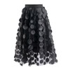 Jewefish Summer Punk Style 3D Polka Dot Elastic Waist Tulle