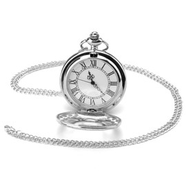 VOSSOT Vintage Pocket Watch, Retro Quartz Pocket Watch, Smooth Quartz Pocket Watch with Chain, Antique Chain Watch with Roman, Numerals for Women, Men, Father, Grandpa, Birthday, Anniversary Gifts,