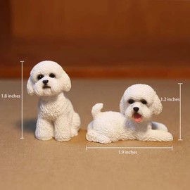 Eyepkildly Car Decoration Cute Mini Simulation Bichon Frise Dog Car Dashboard Decoration Center Console Interior Ornaments (White)