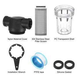 M METERXITY Water Pump Strainer with 100 Mesh Stainless Steel Filter Screen, 3/4" Inch Female NPT in-line Strainer for Garden Hose Outdoor RV Water Tank Pressure Washer [Black]