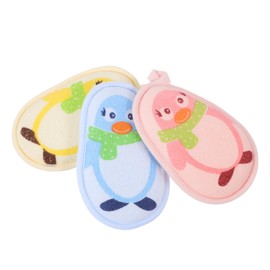 Gatuida 3Pcs Cartoon Bath Sponges Soft Scrubber for Gentle Cleaning Comfortable Bathing Experience Blue Pink and Yellow for Skin Care