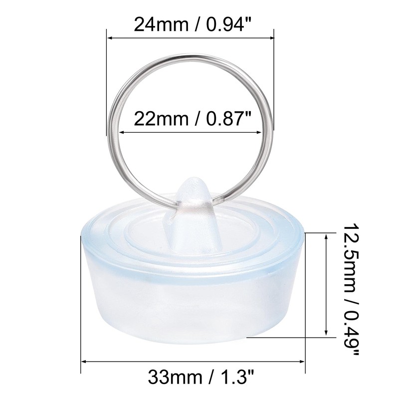sourcing map Rubber Sink Plug, Drain Stopper Clear Blue Fit