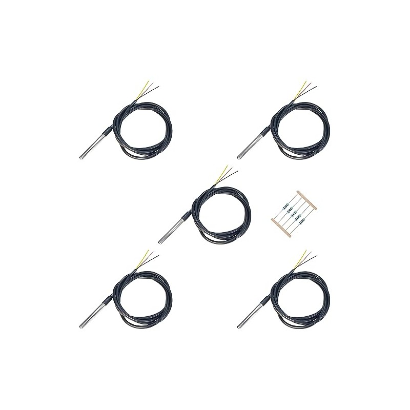 DS18B20 Waterproof Temperature Sensor, Stainless Steel Probe, for Arduino, ESP32,