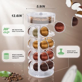 Nessus Vertuo Pods Holder for Nespresso Pods Vertuo, Reusable Pods Kit for Nespresso Vertuo, Refillable Coffee Pods with 100PCS Aluminum Foil Lids, Holder Organizer for Nespresso Vertuo Machine