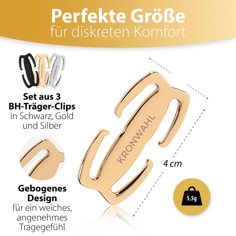 Kronwahl 3 Metal Bra Straps Clips for Straps Width up