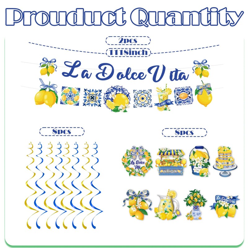EUOYUFO 10pcs La Dolce Vita Party Decorations Include Lemon Citrus