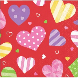 Creative Converting Valentine Hearts Red Pink Holiday Theme Party Paper Beverage Napkins