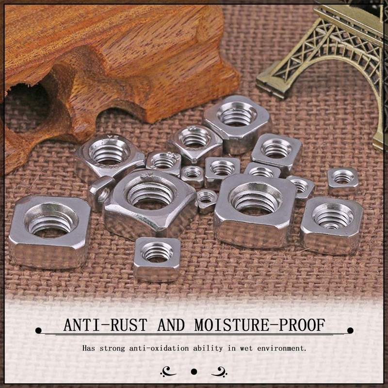 YOFASEN Square Machine Screw Nuts - Rust-Resistant Stainless Steel Locknut