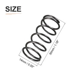 DTGN 1.2x14x30mm(DxODxL) Compression Spring - 10Pack - Good for Machinery - Spring Steel Extension Spring - Black
