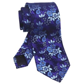 Vizakiss - Corbatas florales para hombre, diseño de jacquard de lujo, para padrinos de boda, Azul oscuro, Talla única