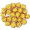 Pack of 100 Plush Pompoms with Gold Glitter, Round Pompom,