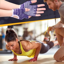 Shyyween 3 Pairs Silicone Yoga Gloves for Women Non Slip Fingerless Pilates Gloves for Gym Exercise Workout Weight Training Mitten One Size Fits Most Women Men(Rose Orange, Purple, Blue)