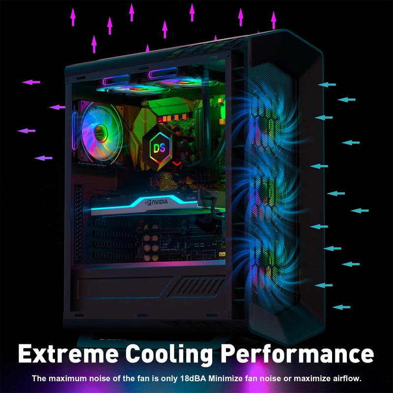 DS 120MM Computer Cooling Fans for Chassis Case, with Mirror