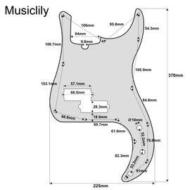 Musiclily Pro 13-Hole Modern Style P Bass Pickguard for 4 String American Precision Bass, 4Ply Black Pearl