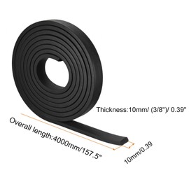 TOP-VIGOR EPDM Rubber Foam Strip 10mm (T) x 10mm (W) x 4000mm (L), Weatherproof Door Seal Rubber Sealing Strip Foam Tape for DIY Gasket Insulation Soundproofing, Reduce Vibration Mat Black
