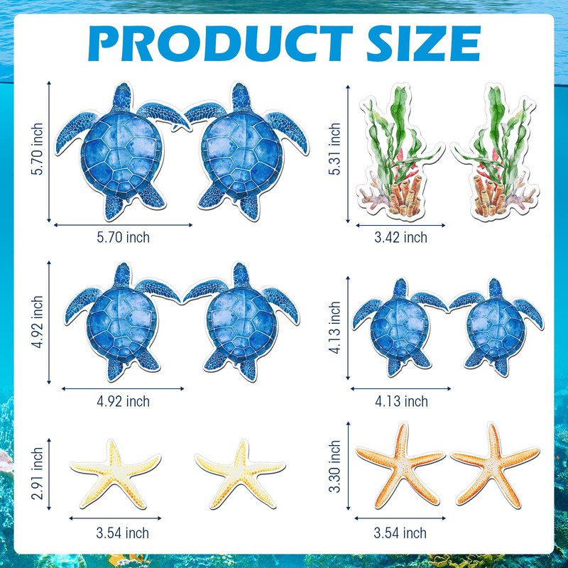 Pack of 12 Fly Screen Door Magnets Double-Sided Sea Turtle