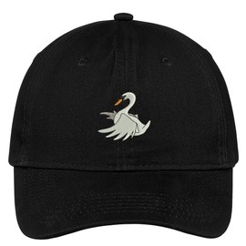 Trendy Apparel Shop Swan Embroidered Cap Premium Cotton Dad Hat - Black