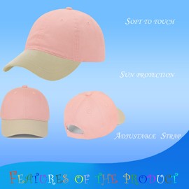 Toddler Boys Baby Girls Baseball Hats Kids Boy Washed Cotton Baseball Caps Toddler Sun Hats Adjustable Size for 6M-6Y Pink and Khaki 52CM