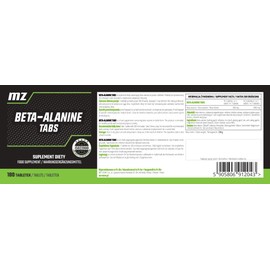MZ Meet the zone Beta-Alanin 800 mg pro Tablette - 180 Vegane Tabletten - 60-Tage-Vorrat - Aminos?ure-Erg?nzung fr verbesserte sportliche Leistung - von MZ