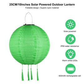 Lanterns, Solar Outdoor, LED Solar Lantern, Garden Lantern, IP55 Round Ball Shape Lampshade, Paper Lantern, Hanging Garden Lantern for Wedding, Church, Garden, Party Decoration (White)