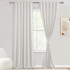 DWCN Ivory Curtains108 inches Long for Living Room - Elegant Thermal Insulated Noise Reducing Back Tab and Rod Pocket Tieble Window Treatment Panels for Living Room, 52 x 108 Inch, Set of 2, Ivory