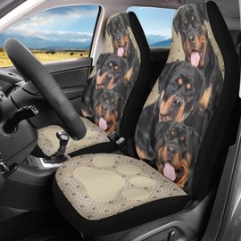 Xoenoiee ROTTWEILER Dog Paw Print Car Seat Cover Universal Fit 2 PCS Car Front Seat Cover Car Seat Protector for Truck SUV VAN