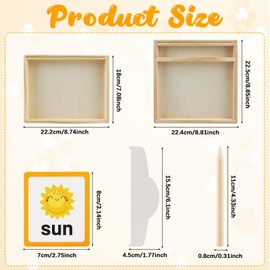 YXSJAS Wooden Sand Writing Tray for Classroom Home School,2 Sets Sand Tray Toys with Sand Tray, Sand, Cards, Dice, Pen, Smoothing tools, Learn Letters, Numbers for Kids Ages 3 4 5 6