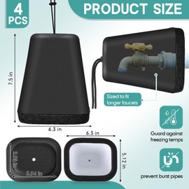 VIHOSE Cubierta de Grifo de Plástico de Gran Tamaño de Exterior para Invierno Cubierta de Grifo con Espuma en Interior para Protección contra Congelación 7.5 x 6.3 x 5.12 Pulgadas (Negro, 4)