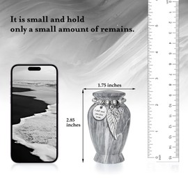 Small Urns for Human Ashes Keepsake 2.85 Inches Memorial Mini Cremation Urn for Women Men Aluminum Decorative Funeral Urns - Gray Marble