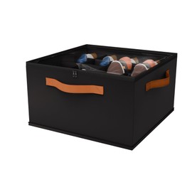 Atsuhut Shoe Organizer for Closet, Fabric Shoe Storage Bins with Clear Cover, Adjustable Dividers for Shoe Storage, Shoe Cube Organizer Fits up to 16 Pairs, Black 1-Pack