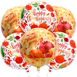 KatchOn, Thanksgiving Balloons for Thanksgiving Decorations - 22 Inch, 6 Pieces | 4D Thanksgiving Mylar Balloons | Thanksgiving Party Decorations | Happy Thanksgiving Foil Balloons | Turkey Balloons