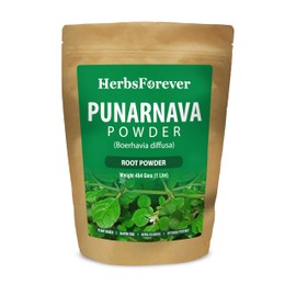 HerbsForever Punarnava(Boerhaavia Diffusa) Root Powder-Liver, Kidney, UTI, Reduce Swelling, Fluid Retention| Wild Harvested,Non GMO - 2X Potency | Ultra Clean,NO Sand & Mud| Steam Treated| 16oz-1LBS