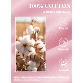 EA'S SECRET 100% Cotton Pajamas for Women Set Short Sleeve Button Down Sleepwear Capri Nightwear Pjs Loungewear(Pink,M)