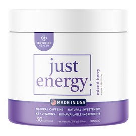 Just Energy Drink Powder, Refreshing Mixed Berry Energy Drink Mix with 21 Energy-Boosting Ingredients, Includes B Vitamins, Choline, Zinc, Chromium and Inositol, 30 Servings