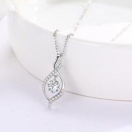 TRISHULA 925 Sterling Silver Infinity Pendant Heart with Cubic Zirconia Adjustable Necklaces Anniversary Jewellery Birthday Mother's Day Gift for Women Girls