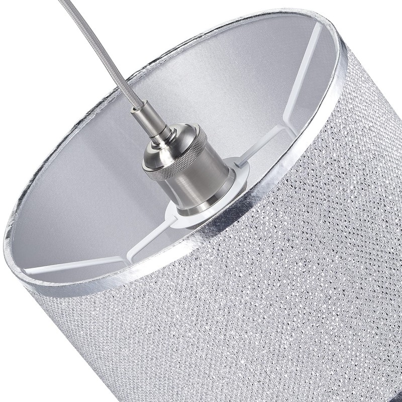 Modern and Designer Mini Diamond Silver Glitter Fabric Lamp Shade