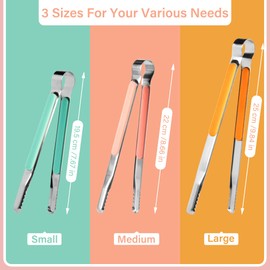 TXIN 3 Sizes BBQ Tongs, Colorful Professional Grill Tongs for Kitchen Cooking Serving, Stainless Steel Tongs for Grill Accessories
